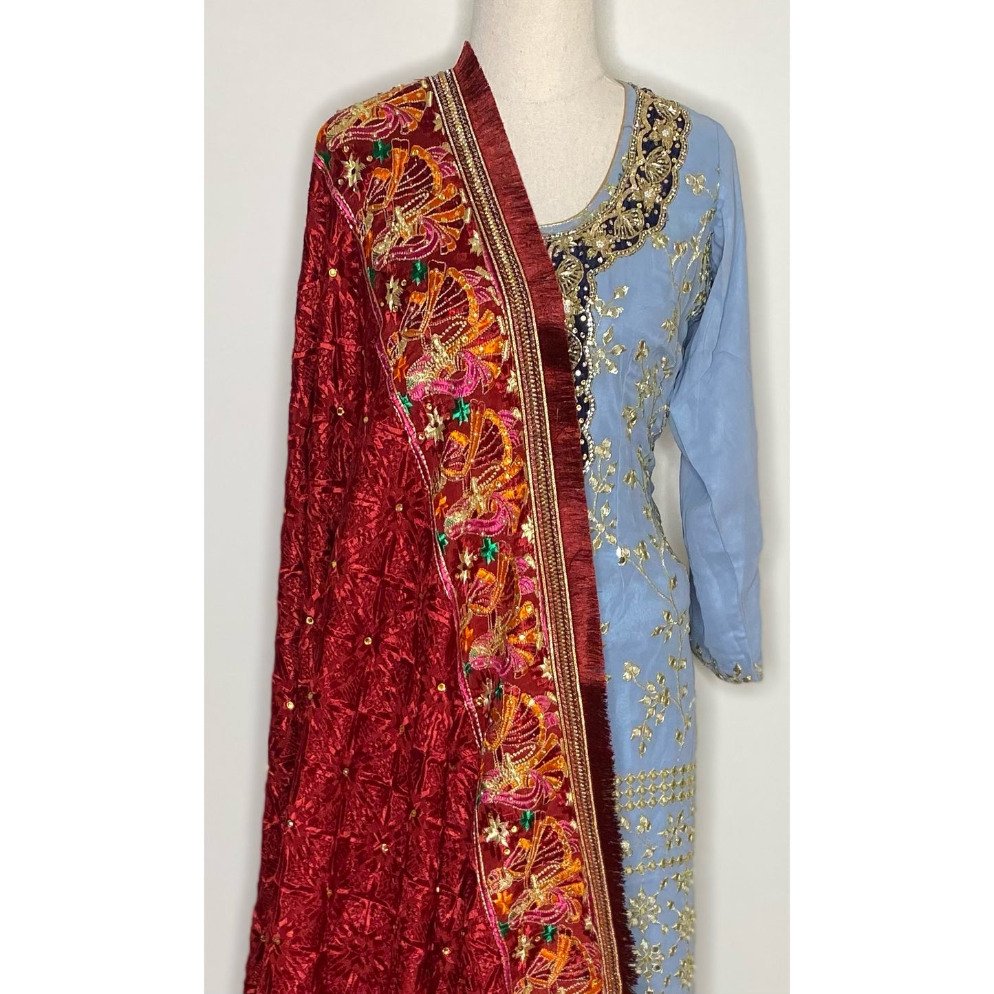 Sirat phulkari ( Burgundy)