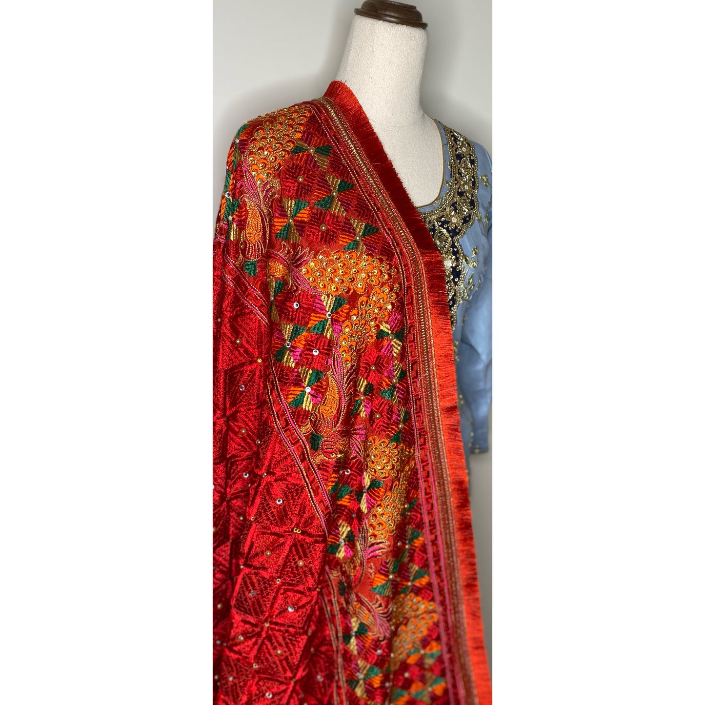 Aisha phulkari (Red)