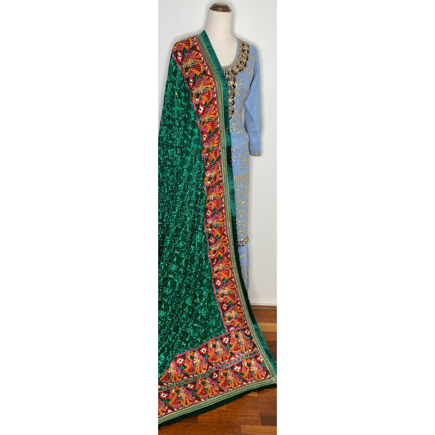 Kirat phulkari (bottle Green)