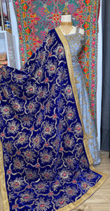 Aakriti Velvet Shawl (Royal Blue)