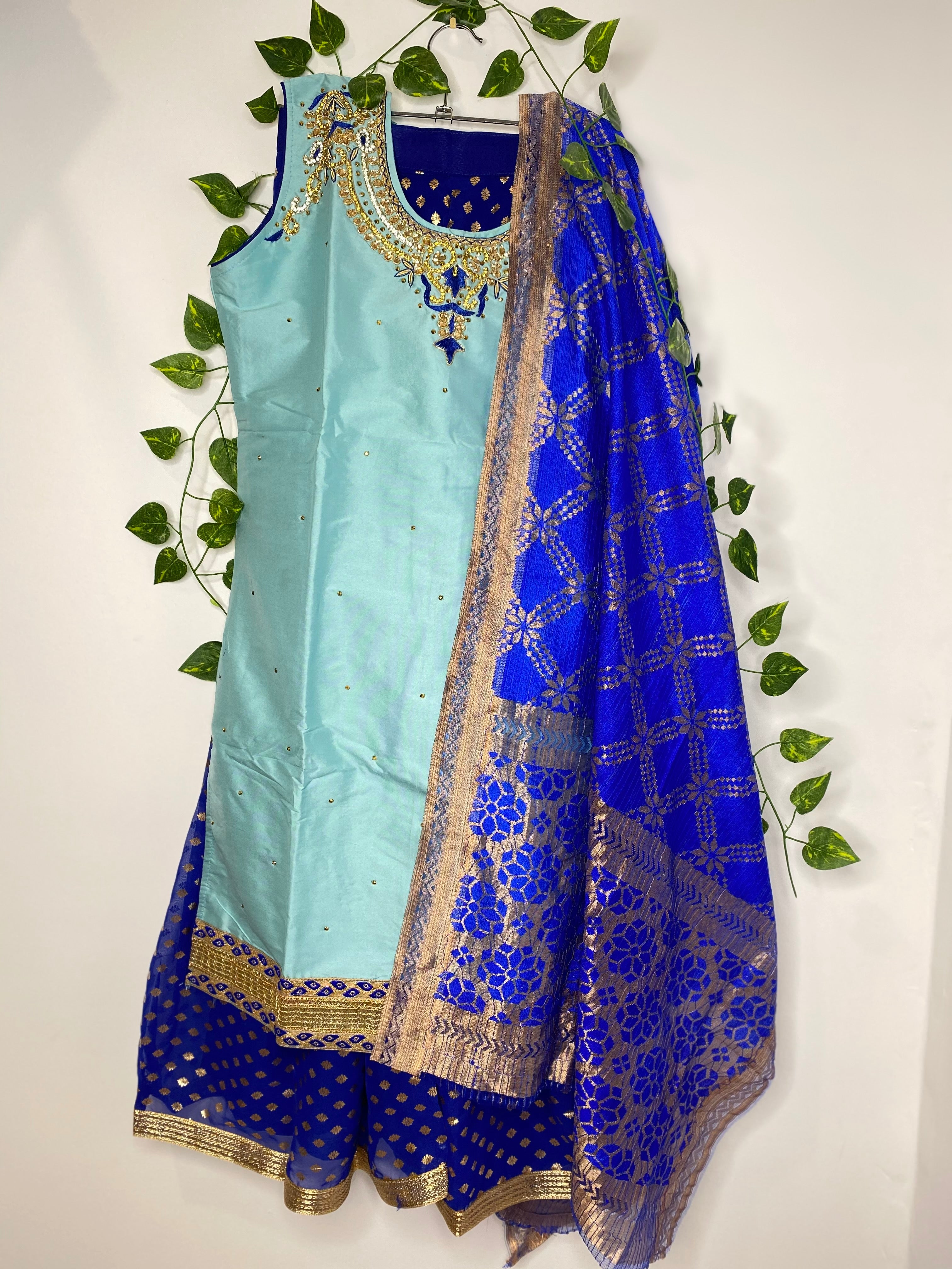 Royal Blue & Light Blue combination Sharara Suit (older kids)