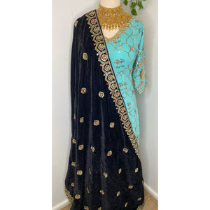 Sirat velvet shawl (navy blue)